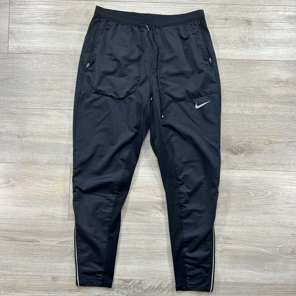 Nike Men's Small Phenom Elite Running Joggers Pants Black Ankle Zip CU5504-010